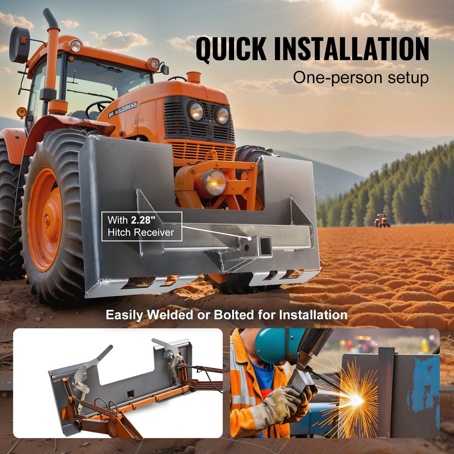 1/4" skid Steer fästplatta Snabbfäste med 2,28" mottagare