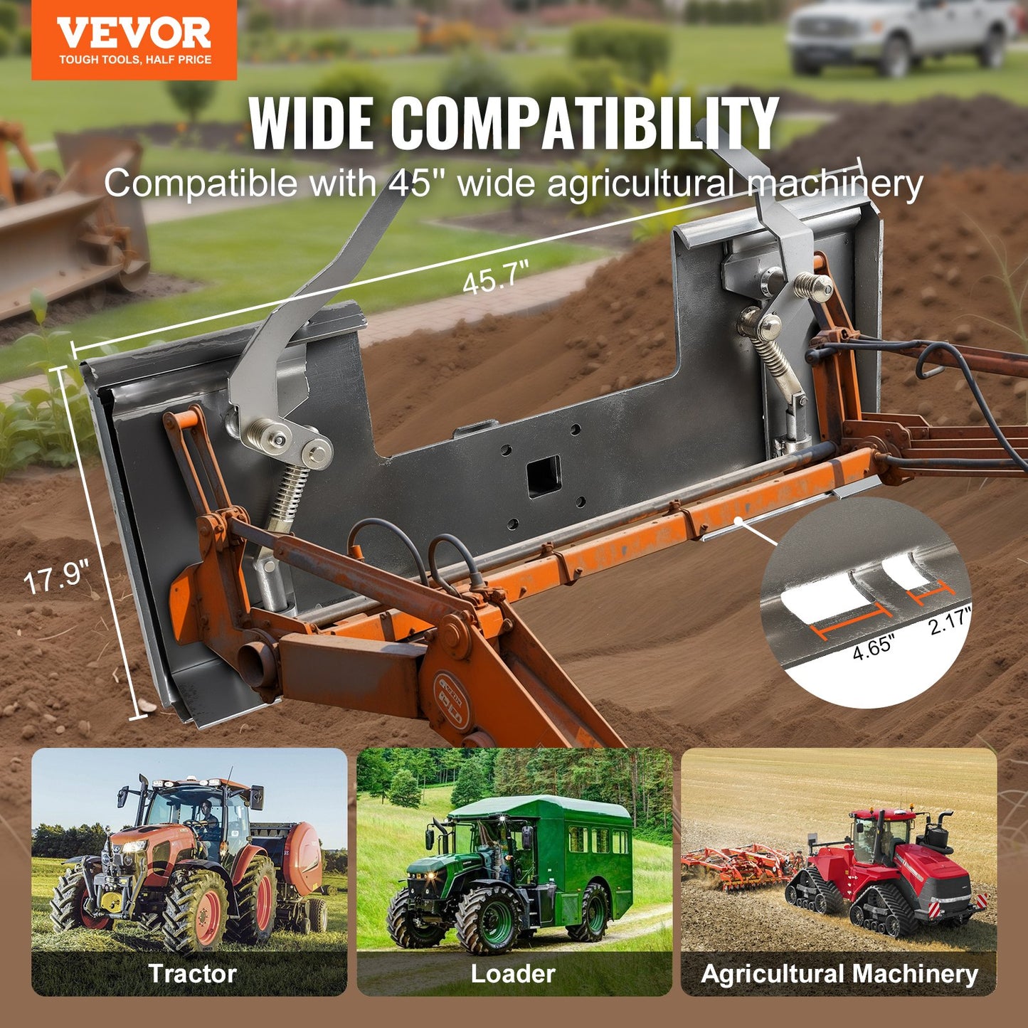 3/8" Skid Steer fästplatta Snabbfäste med 2,28" mottagare