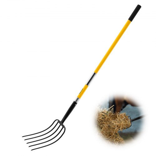 5-tänder trädgårdsgaffel glasfiberhandtag 57 tum spading högaffel kraftig