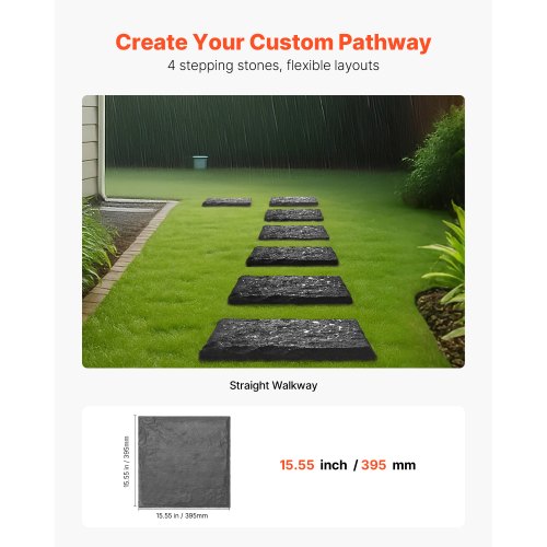 Decorative Stepping Stones 4 pcs 15.5 x 15.5 inch Lawn Paving Stones Gray