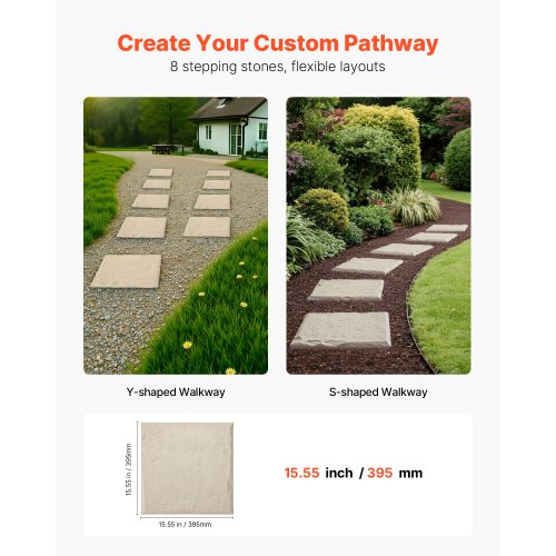 Decorative Stepping Stones 8 pcs 15.5 x 15.5 inch Lawn Walkstone Beige