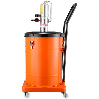 Fettpump, 10,5 gallon 40L luftdriven fettpump med 13 fot högtrycksslang och fettspruta, pneumatisk smörjhinkpump med hjul, bärbar smörjfettspump 50:1 tryckförhållande