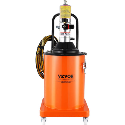 Fettpump, 5 gallon 20L, luftdriven fettpump med 13 fot högtrycksslang och fettspruta, pneumatisk smörjhinkpump med hjul, bärbar smörjfettspump 50:1 tryckförhållande