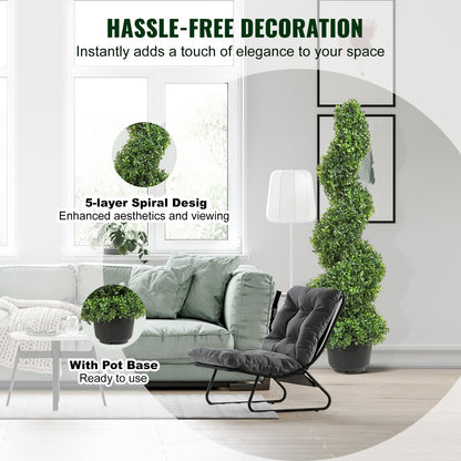 Artificial Topiaries Boxwood Trees, 3 Feet Tall (2 Pieces) Faux Topiaries Outdoor, Year-Round Green Feaux Plant with Replaceable Leaves for Indoor/Outdoor/Garden Decorative