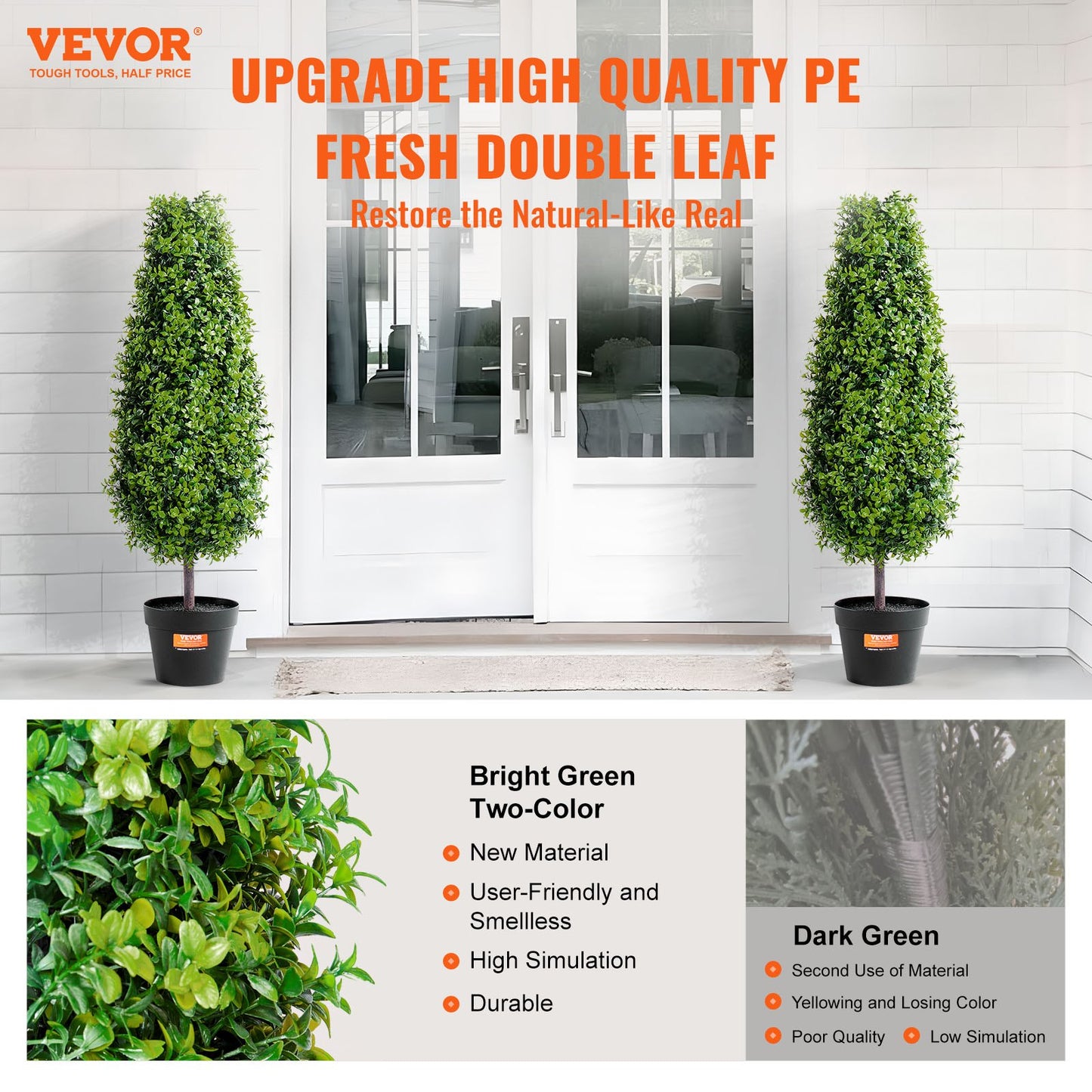 2-pack 3' konstgjord buxbom Topiary Tree Faux Plant UV-dekor inom/utomhus