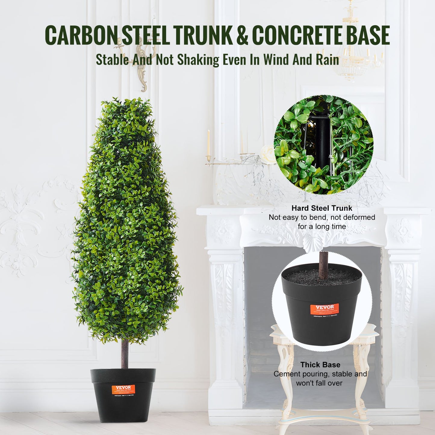 2-pack 3' konstgjord buxbom Topiary Tree Faux Plant UV-dekor inom/utomhus