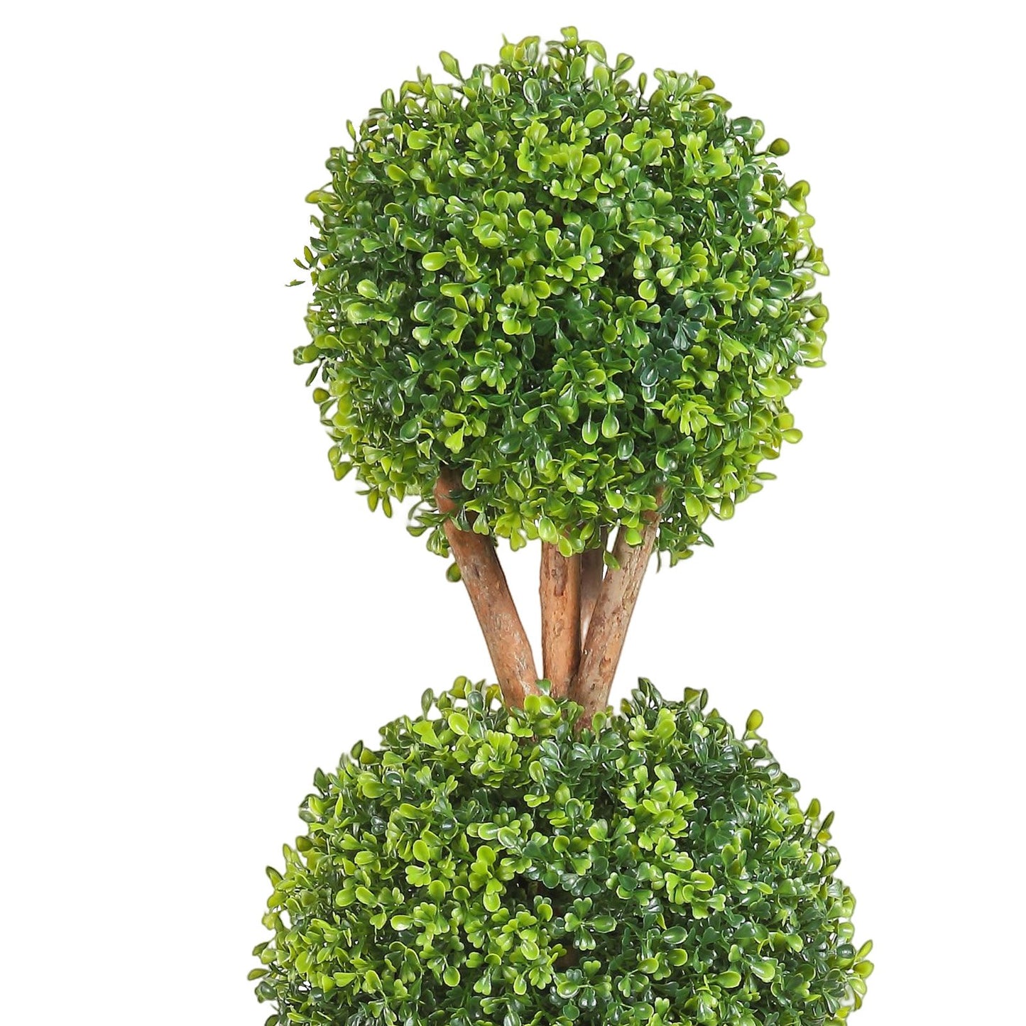 Artificial Topiaries Boxwood Trees, 48 Inch Tall (2 Pieces), 3 Ball Shaped Faux Topiaries Plant with Planters, Green Feaux Plant with Replaceable Leaves and Gate for Indoor/Outdoor/Garden Decorative