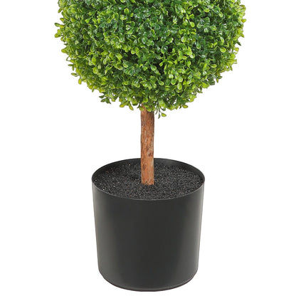 Artificial Topiaries Boxwood Trees, 48 Inch Tall (2 Pieces), 3 Ball Shaped Faux Topiaries Plant with Planters, Green Feaux Plant with Replaceable Leaves and Gate for Indoor/Outdoor/Garden Decorative