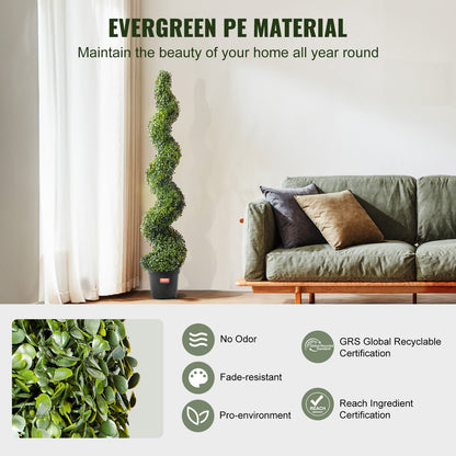 2-pack 5' konstgjord buxbom Topiary Tree Faux Plant UV-dekor inom/utomhus