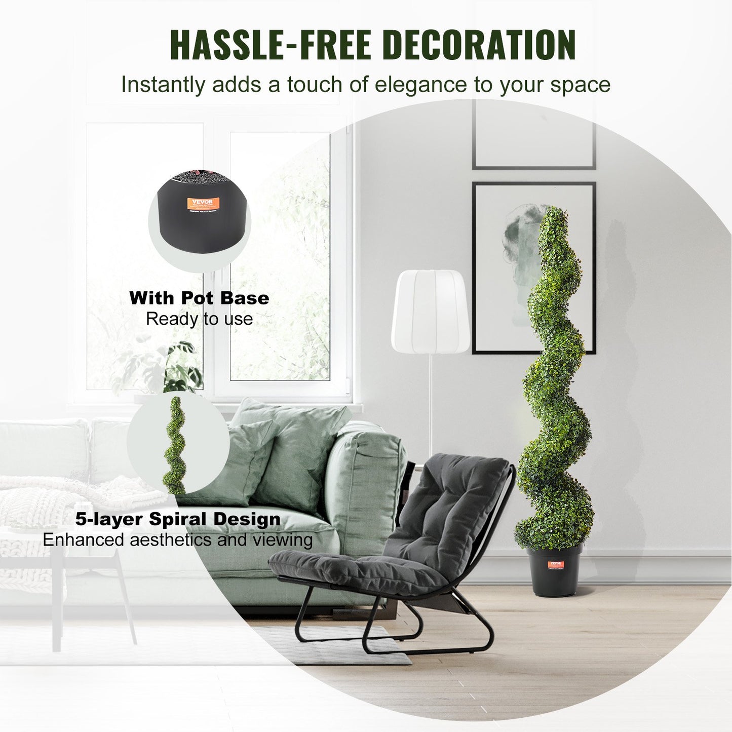 2-pack 5' konstgjord buxbom Topiary Tree Faux Plant UV-dekor inom/utomhus