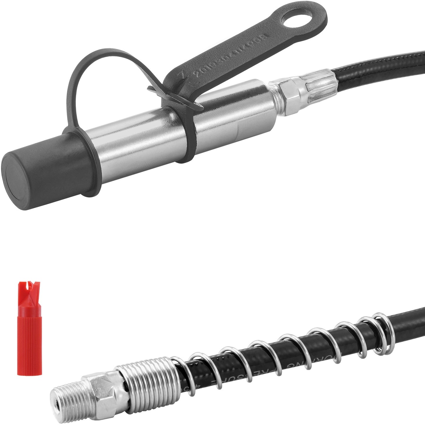 Fettpressenkupplung, 10.000 PSI Hochdruck, 3-Backen-Verriegelung, Schnellkupplungs-Fettpressenspitze mit Schlauch-/Zerk-Anschlüssen, Reinigungs-/Auslaufschutzkappe, kompatibel mit allen Fettpressen, 1/8" NPT-Schmiernippeln