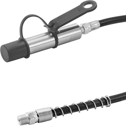 Fettpressenkupplung, 10.000 PSI Hochdruck, 3-Backen-Verriegelung, Schnellkupplungs-Fettpressenspitze mit Schlauch-/Zerk-Anschlüssen, Reinigungs-/Auslaufschutzkappe, kompatibel mit allen Fettpressen, 1/8" NPT-Schmiernippeln