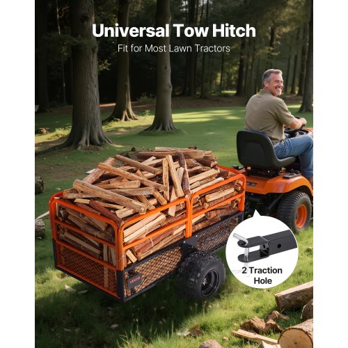 Tipper 1800 lbs 28 cu. ft. towed behind steel garden cart