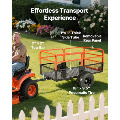 Tipper 1800 lbs 28 cu. ft. towed behind steel garden cart