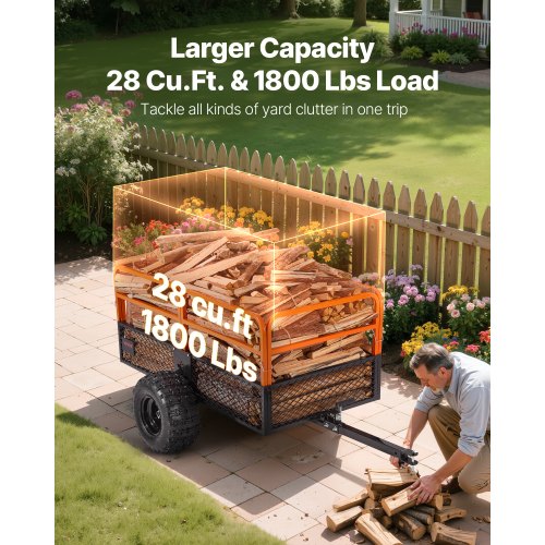 Tipper 1800 lbs 28 cu. ft. towed behind steel garden cart