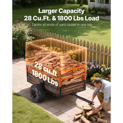 Tipper 1800 lbs 28 cu. ft. towed behind steel garden cart