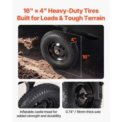 Tippvagn 500 lbs 10 cu. ft bogserad bakom plastvagn för ATV-trädgård