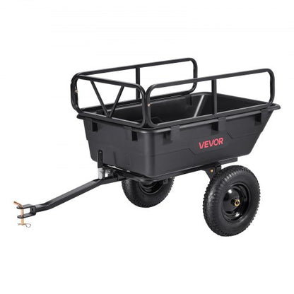 Tippvagn 500 lbs 10 cu. ft bogserad bakom plastvagn för ATV-trädgård
