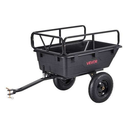 Tippvagn 500 lbs 10 cu. ft bogserad bakom plastvagn för ATV-trädgård
