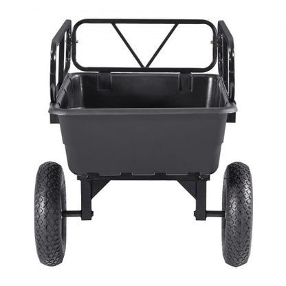 Tippvagn 500 lbs 10 cu. ft bogserad bakom plastvagn för ATV-trädgård