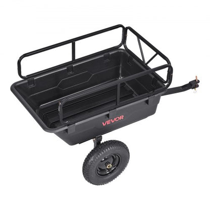 Tippvagn 500 lbs 10 cu. ft bogserad bakom plastvagn för ATV-trädgård