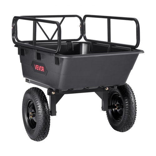 Tippvagn 500 lbs 10 cu. ft bogserad bakom plastvagn för ATV-trädgård