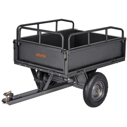 ståltippvagn 10 kubikfot 500 lb för ATV/UTV-släpvagn bakom kraftiga fordon