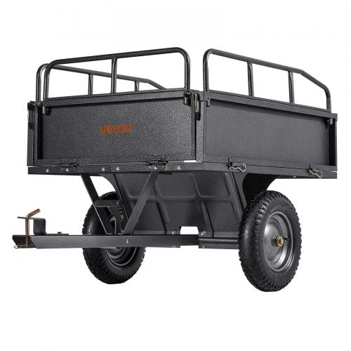ståltippvagn 10 kubikfot 500 lb för ATV/UTV-släpvagn bakom kraftiga fordon