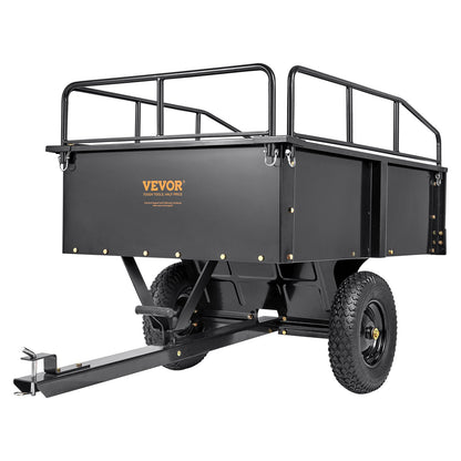 Heavy Duty ATV Trailer Steel Dump Trailer, 750-Pound 15 Cubic Feet, Garden Tool Trailer with Removable Sides for Riding Lawn Mower Tractor