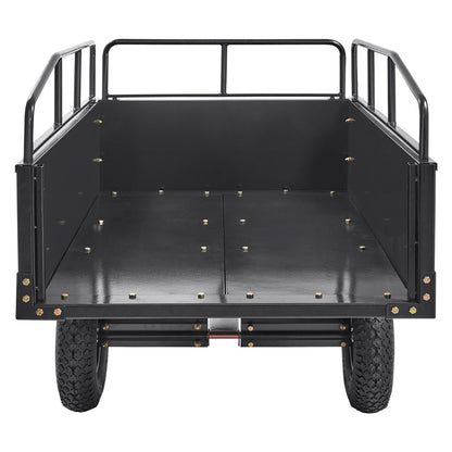 Heavy Duty ATV Trailer Steel Dump Trailer, 750-Pound 15 Cubic Feet, Garden Tool Trailer with Removable Sides for Riding Lawn Mower Tractor