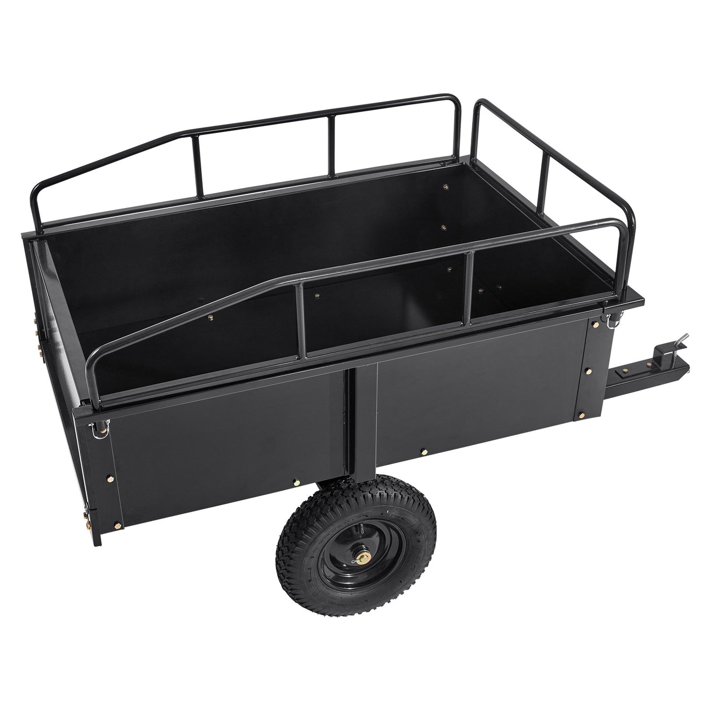 Heavy Duty ATV Trailer Steel Dump Trailer, 750-Pound 15 Cubic Feet, Garden Tool Trailer with Removable Sides for Riding Lawn Mower Tractor