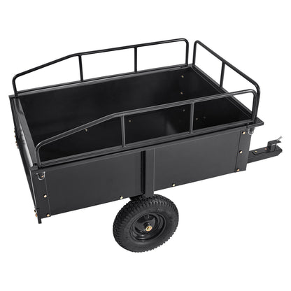 Heavy Duty ATV Trailer Steel Dump Trailer, 750-Pound 15 Cubic Feet, Garden Tool Trailer with Removable Sides for Riding Lawn Mower Tractor