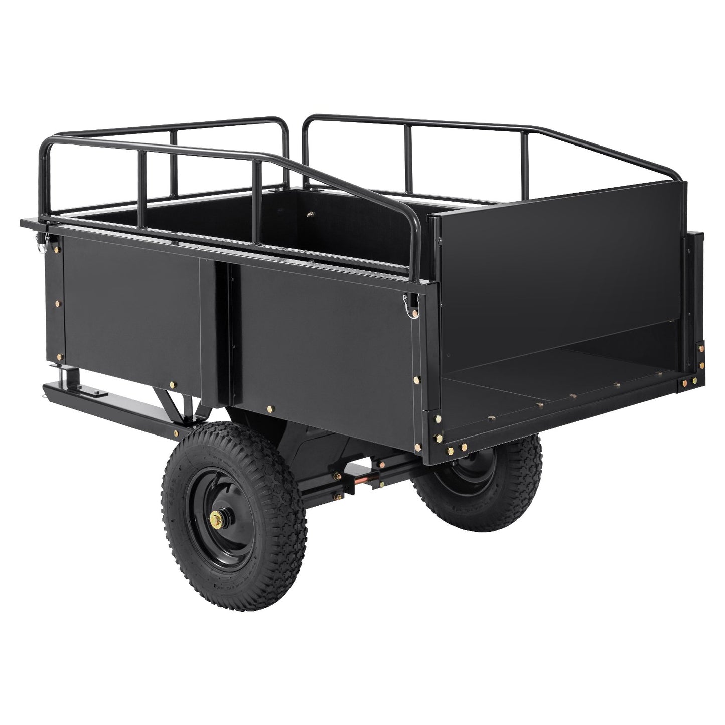 Heavy Duty ATV Trailer Steel Dump Trailer, 750-Pound 15 Cubic Feet, Garden Tool Trailer with Removable Sides for Riding Lawn Mower Tractor