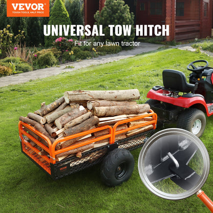 Heavy Duty Steel ATV Dump Trailer, 1500-pund lastkapacitet 15 Kubikfot, Bogsering bakom Dump Cart Trädgårdsvagn, med avtagbara sidor och 2 däck, för gräsklippare, traktorer, ATV, UTV