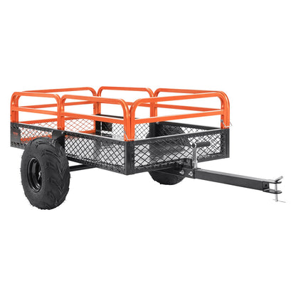 Heavy Duty Steel ATV Dump Trailer, 1500-pund lastkapacitet 15 Kubikfot, Bogsering bakom Dump Cart Trädgårdsvagn, med avtagbara sidor och 2 däck, för gräsklippare, traktorer, ATV, UTV