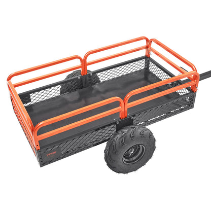 Heavy Duty Steel ATV Dump Trailer, 1500-pund lastkapacitet 15 Kubikfot, Bogsering bakom Dump Cart Trädgårdsvagn, med avtagbara sidor och 2 däck, för gräsklippare, traktorer, ATV, UTV