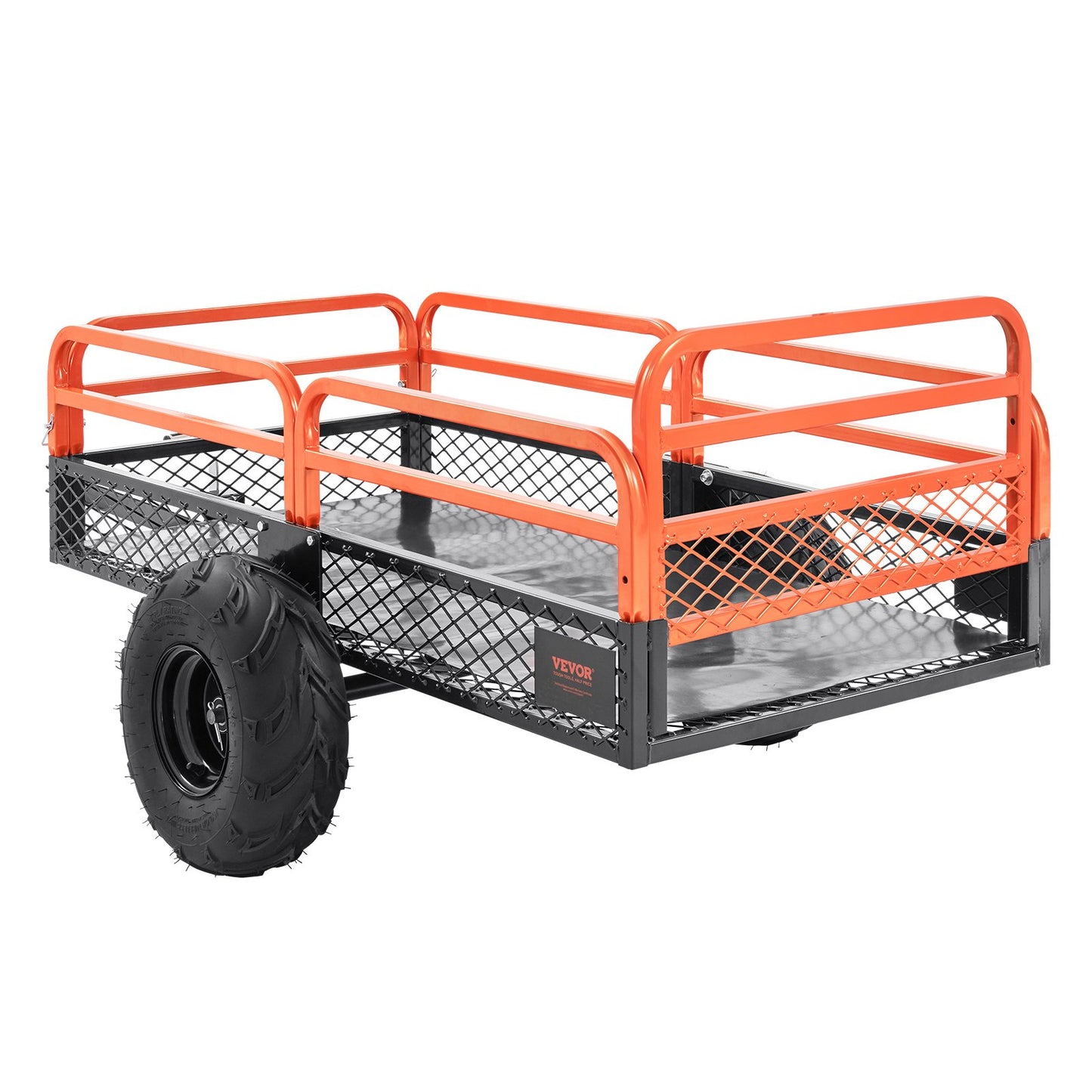 Heavy Duty Steel ATV Dump Trailer, 1500-pund lastkapacitet 15 Kubikfot, Bogsering bakom Dump Cart Trädgårdsvagn, med avtagbara sidor och 2 däck, för gräsklippare, traktorer, ATV, UTV