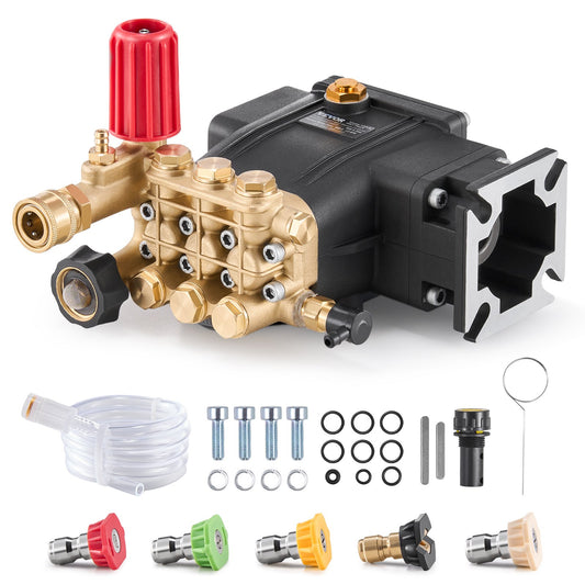High pressure washer pump 3/4" shaft horizontal triplex piston 3300 PSI 2.5GPM