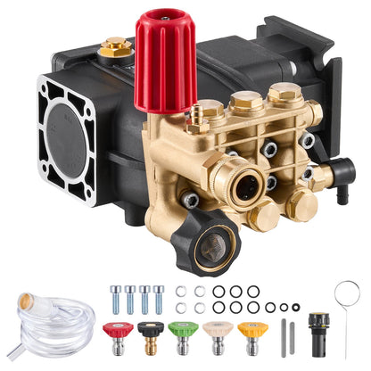 High pressure washer pump 3/4" shaft horizontal triplex piston 3300 PSI 2.5GPM