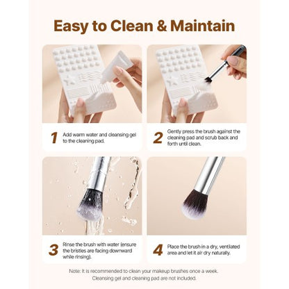 34-PIECE Makeup Brush Set for Foundation and Eyeshadow with Soft Bristles | EU