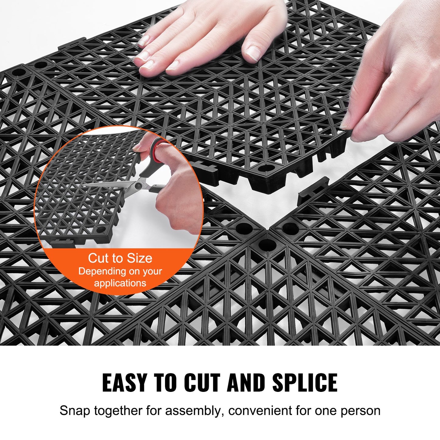 Modular Interlocking Pad, 50 Pack 30 x 30 cm Splice Drainage Mats, Soft PVC Interlocking Drainage Floor Tiles, Non-Slip Drainage Hole for Toilet, Bathroom, Kitchen, Pool, Wet Area, Black