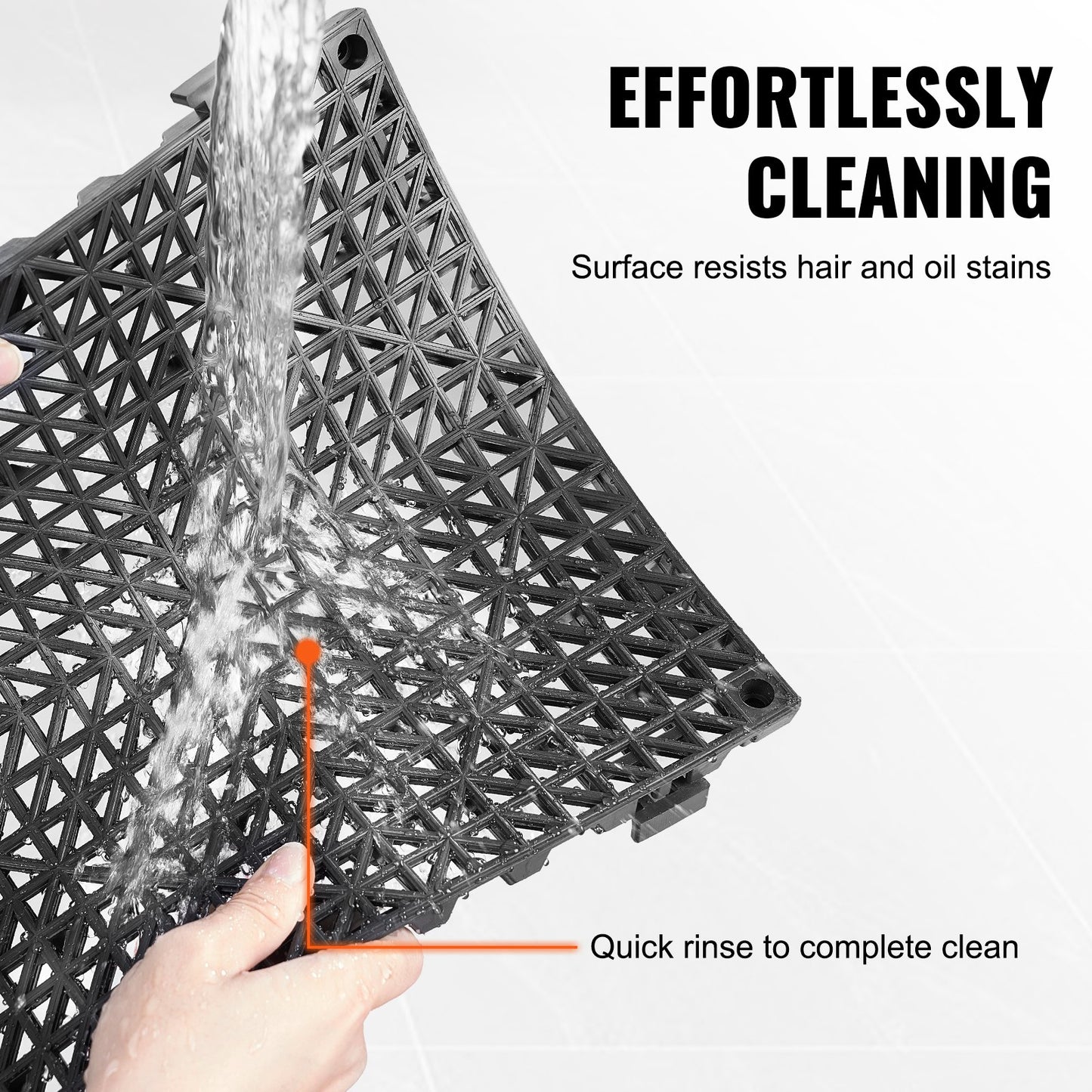 Modular Interlocking Pad, 50 Pack 30 x 30 cm Splice Drainage Mats, Soft PVC Interlocking Drainage Floor Tiles, Non-Slip Drainage Hole for Toilet, Bathroom, Kitchen, Pool, Wet Area, Black