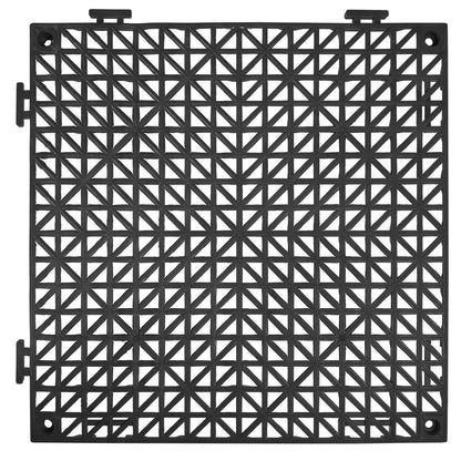 Modular Interlocking Pad, 50 Pack 30 x 30 cm Splice Drainage Mats, Soft PVC Interlocking Drainage Floor Tiles, Non-Slip Drainage Hole for Toilet, Bathroom, Kitchen, Pool, Wet Area, Black