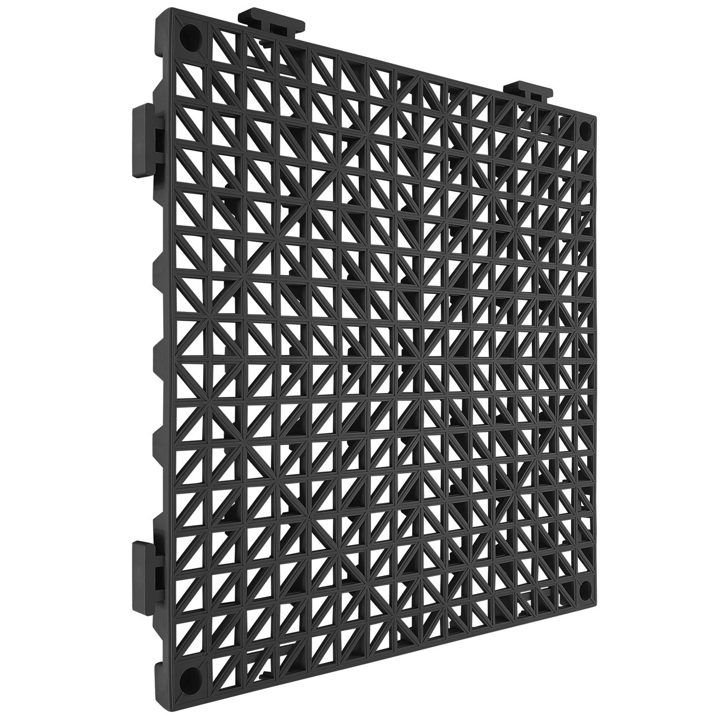 Modular Interlocking Pad, 50 Pack 30 x 30 cm Splice Drainage Mats, Soft PVC Interlocking Drainage Floor Tiles, Non-Slip Drainage Hole for Toilet, Bathroom, Kitchen, Pool, Wet Area, Black