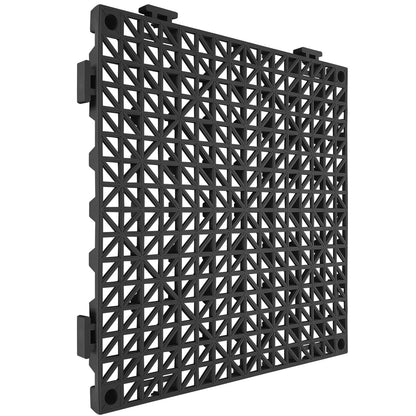 Modular Interlocking Pad, 50 Pack 30 x 30 cm Splice Drainage Mats, Soft PVC Interlocking Drainage Floor Tiles, Non-Slip Drainage Hole for Toilet, Bathroom, Kitchen, Pool, Wet Area, Black