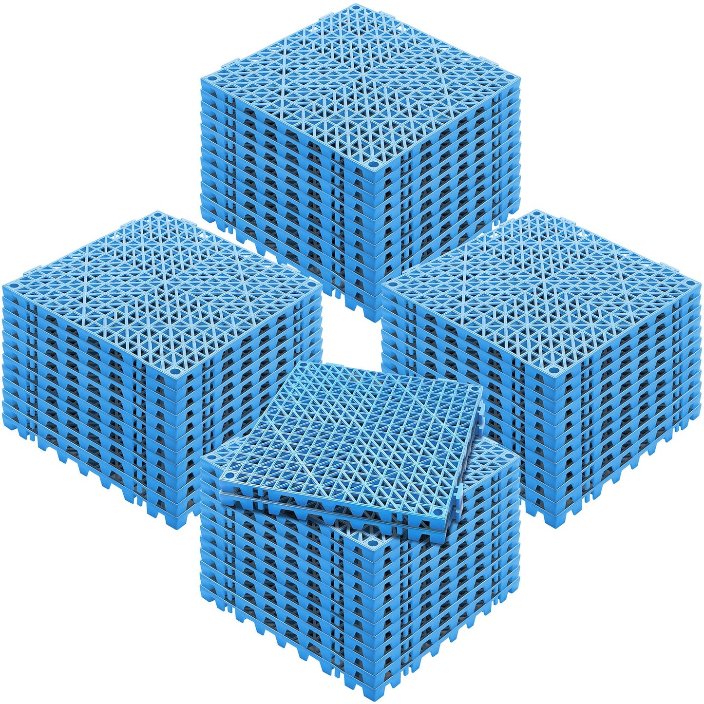 Modulare ineinandergreifende Unterlage, 50er-Packung 30 x 30 cm Spleiß-Drainagematten, weiche PVC-ineinandergreifende Drainage-Bodenfliesen, rutschfeste Drainagelöcher für Toilette, Badezimmer, Küche, Pool, Nassbereich, Blau