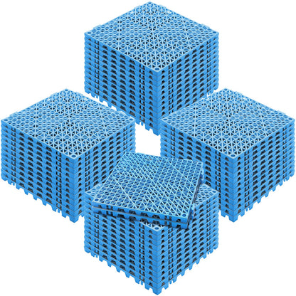 Modulare ineinandergreifende Unterlage, 50er-Packung 30 x 30 cm Spleiß-Drainagematten, weiche PVC-ineinandergreifende Drainage-Bodenfliesen, rutschfeste Drainagelöcher für Toilette, Badezimmer, Küche, Pool, Nassbereich, Blau