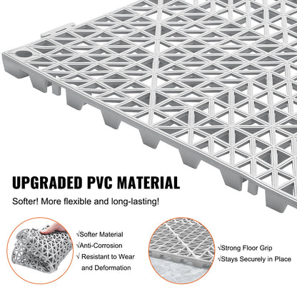 Interlocking Dränering Golvmatta 12" x 12" PVC Halkfria golvplattor 12 Pack