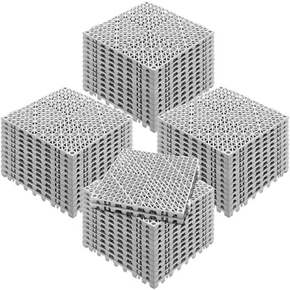 Modular Interlocking Kudde, 50 Pack 30 x 30 cm Skarvning Dräneringsmattor, Mjuk PVC Interlocking Dräneringsgolvplattor, Halkfria dräneringshål för toalett, badrum, kök, pool, våtområde, grått