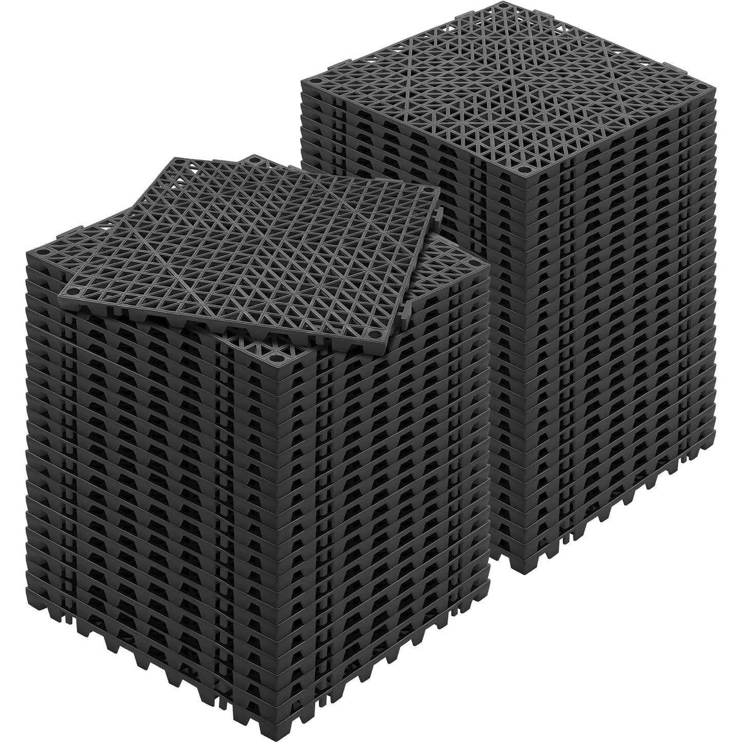 Modular Interlocking Kudde, 55 Pack 30 x 30 cm Skarvning Dräneringsmattor, Mjuk PVC Interlocking Dräneringsgolvplattor, Halkfria dräneringshål för toalett, badrum, kök, pool, vått, svart